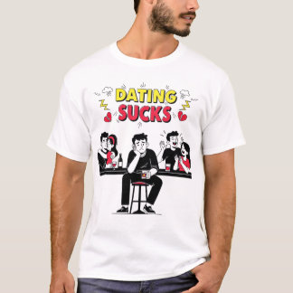 Relatabla "Dating Sucks" Tecknad Bok Stil T Shirt