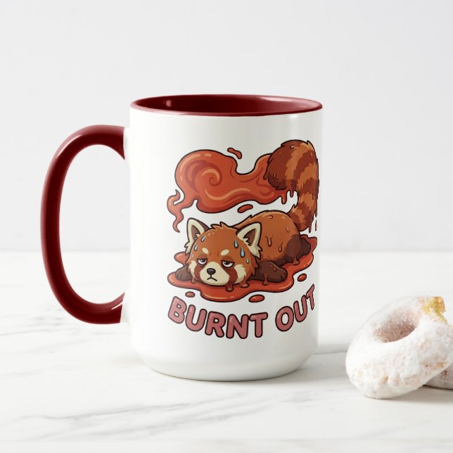 Relatable "Burnt Out" Red Panda – Cute Melted Aest Mugg (Med munk)