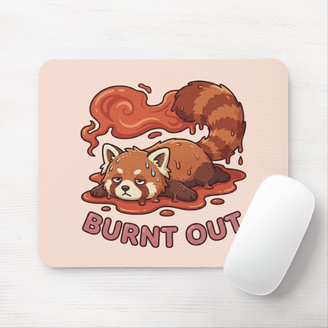 Relatable "Burnt Out" Red Panda – Cute Melted Aest Musmatta (Med mus)