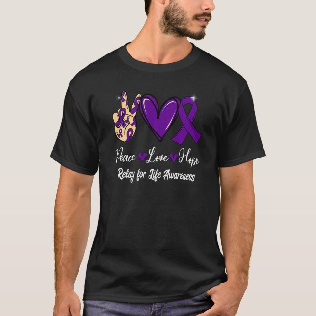 Relation for Life Awareness Peace Kärlek Hope Lila T Shirt (Framsida)