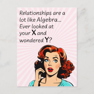 Relationer är som Algebra Funny Quip Vykort