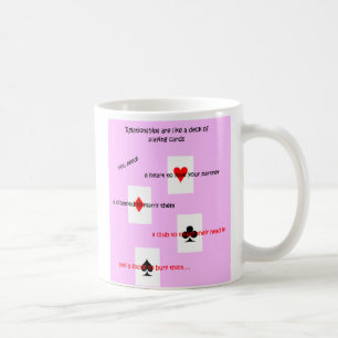 "Relationer är som en lek med kort.." Kaffemugg