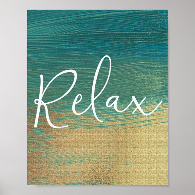 Relax Green Gold Scripture Bathroom wall poster (Framsidan)