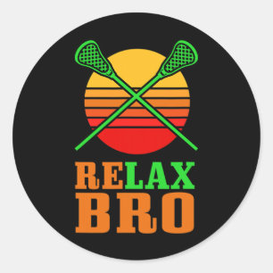 Relaxe Bro Vintage Lacrosse T Shirt Gift American Runt Klistermärke