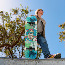 Relaxed Street Retro Cat | Funny Mini Skateboard Bräda 18,5 Cm