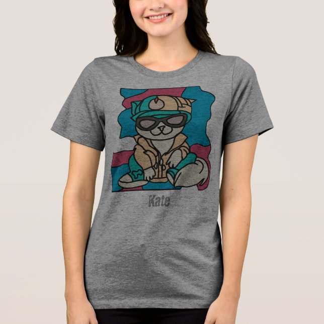 Relaxed Street Retro Cat | Funny T Shirt (Framsida)