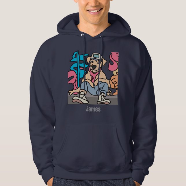 Relaxed Street Retro Hund | Funny Hoodie (Framsida)