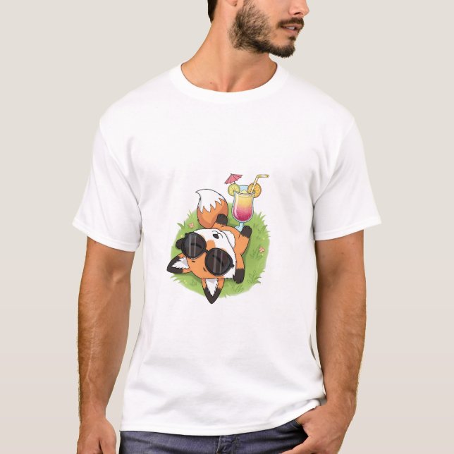 Relaxed Summer Fox Wearing Sunglasses T Shirt (Framsida)
