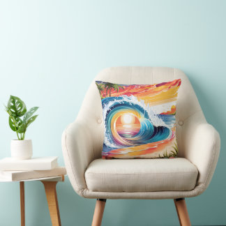 Relaxerande persikoinspirerad Vibrant Sunset Beach Kudde