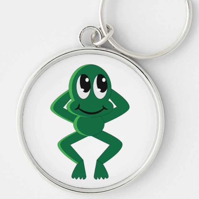 RELAXERAT FROG RUND SILVERFÄRGAD NYCKELRING (Framsidan)