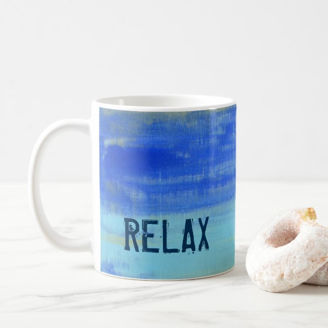 Relaxing Blue Turquiose Nautical Abstract Art Kaffemugg (Med munk)