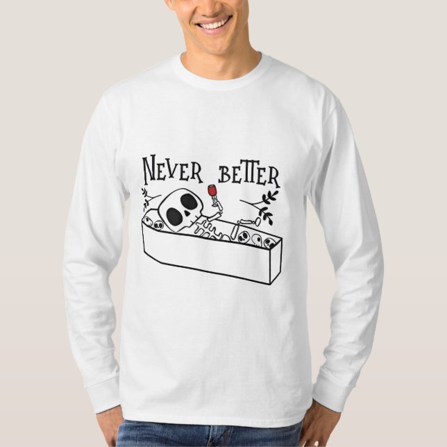 Relaxing Coffin Skeleton T Shirt (Framsida)