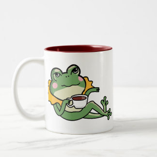 Relaxing Green Frog Tea Lover Shirt - Unique Desig Två-Tonad Mugg