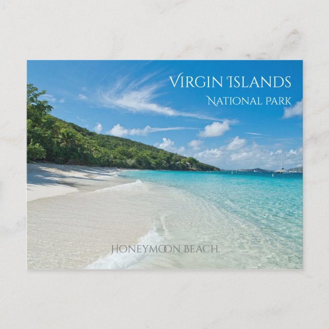 Relaxing Honeymoon Beach, Virgin Islands NP Vykort (Framsida)