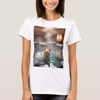 Relaxing Hot Spring Cat T Shirt