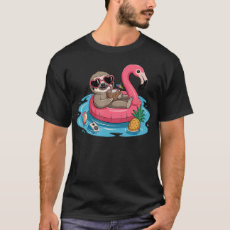 Relaxing Sloth Flamingo Float Coconut Drink And T Shirt