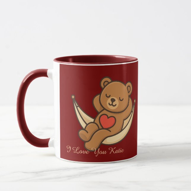 Relaxing Teddy Bear Love Mug – Valentine Gift Mugg (Vänster)