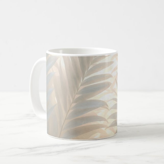 Relaxing tropical watercolor, white palm leaves kaffemugg (Framsida vänster)