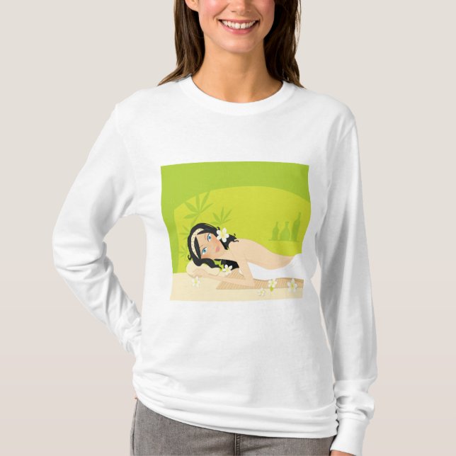 Relaxing Zen Spa Woman Tropical Wellness T Shirt (Framsida)