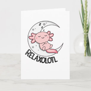 Relaxolotl Axolotl Älskare, Cute Animals Slappna a Kort