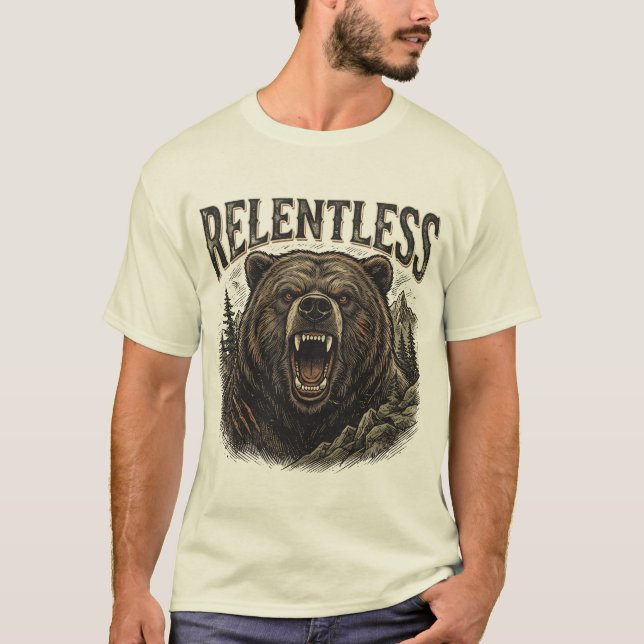 Relentless Bear Vintage Grafisk T-Shirt (Framsida)