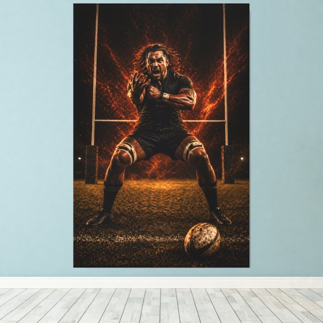 Relentless Dominance – Rugby Power Canvas Print (Insitu (trägolv))