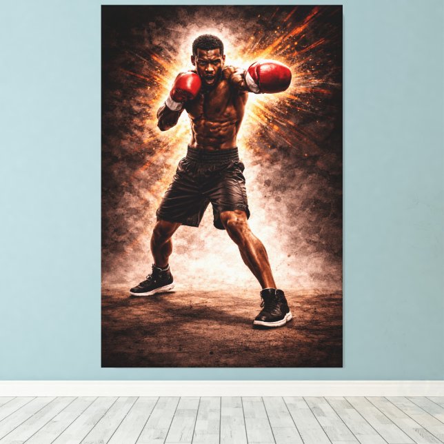 Relentless Force – Boxing Power Canvas Print (Insitu (trägolv))