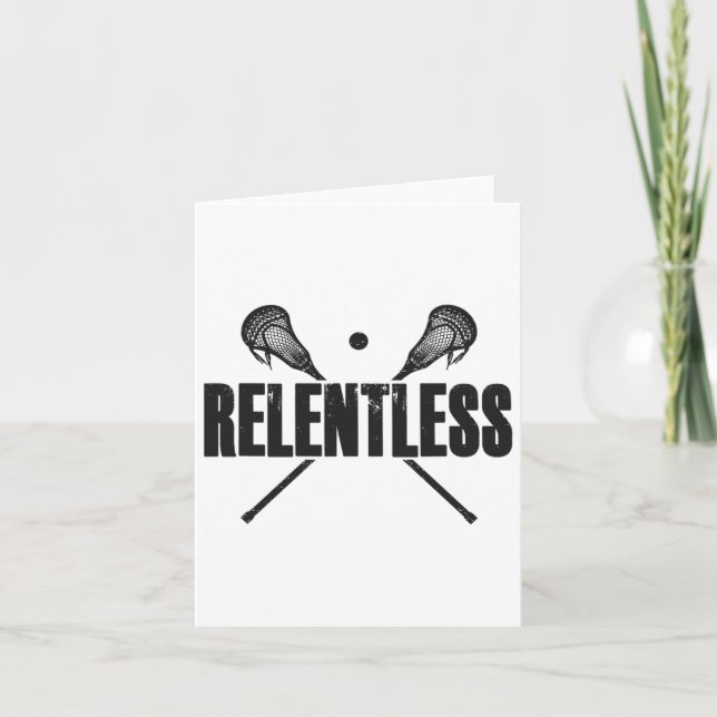 Relentlös Lacrosse Player-citattecken korsad lax-p Kort (Framsida)