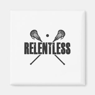 Relentlös Lacrosse Player-citattecken korsad lax-p Magnet