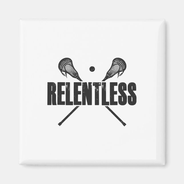 Relentlös Lacrosse Player-citattecken korsad lax-p Magnet (Framsidan)