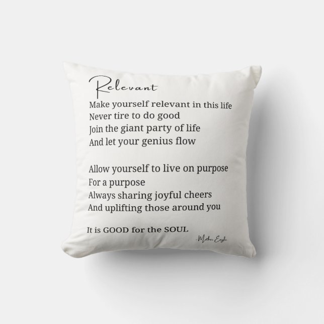 Relevant uppmuntrande inspirerande dikt kudde (Framsida)