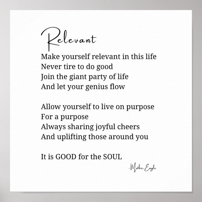 Relevant uppmuntrande inspirerande dikt poster (Framsidan)