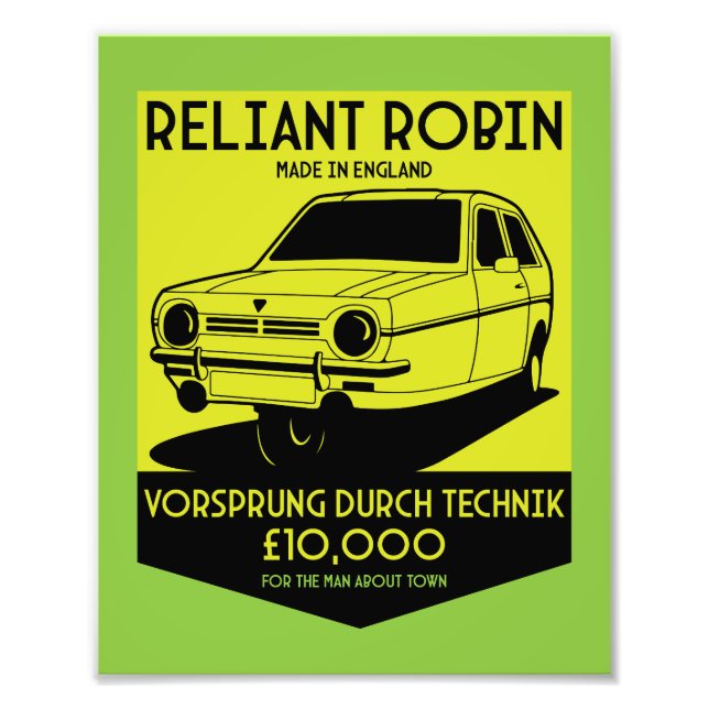 Reliant Robin British Car Fototryck (Framsidan)