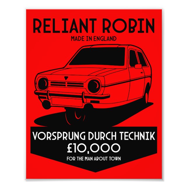 Reliant Robin Three Wheeled-bil Fototryck (Framsidan)