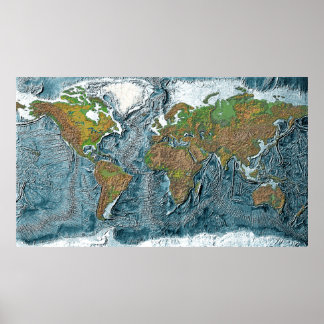 Relief Karta i jorden Poster