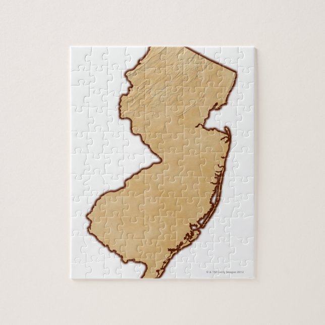 Relief Karta i New jersey Pussel (Vertikal)