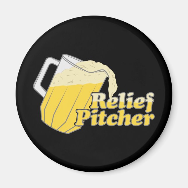 Relief Pitcher Beer Baseball Magnet (Framsidan)