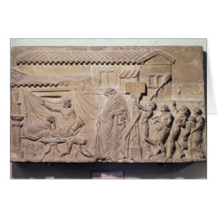 Relief som skildrar Dionysus hem Hälsningskort