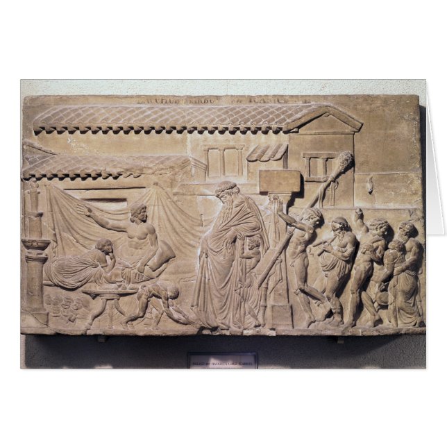 Relief som skildrar Dionysus hem Hälsningskort (Framsidan Horizontal)