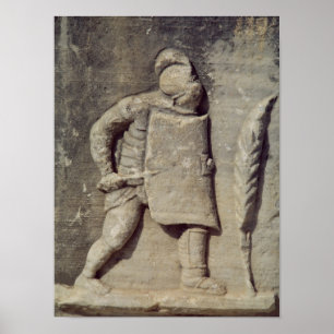 Relief som skildrar en romersk soldat poster