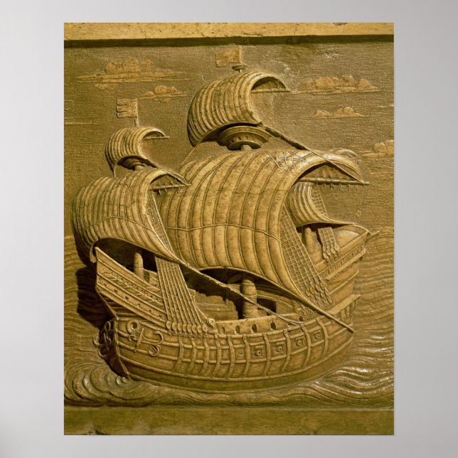 Relief som skildrar en venetiansk galleon poster (Framsidan)