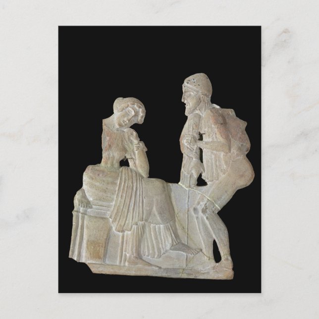 Relief som skildrar Odysseus och Penelope Vykort (Framsida)