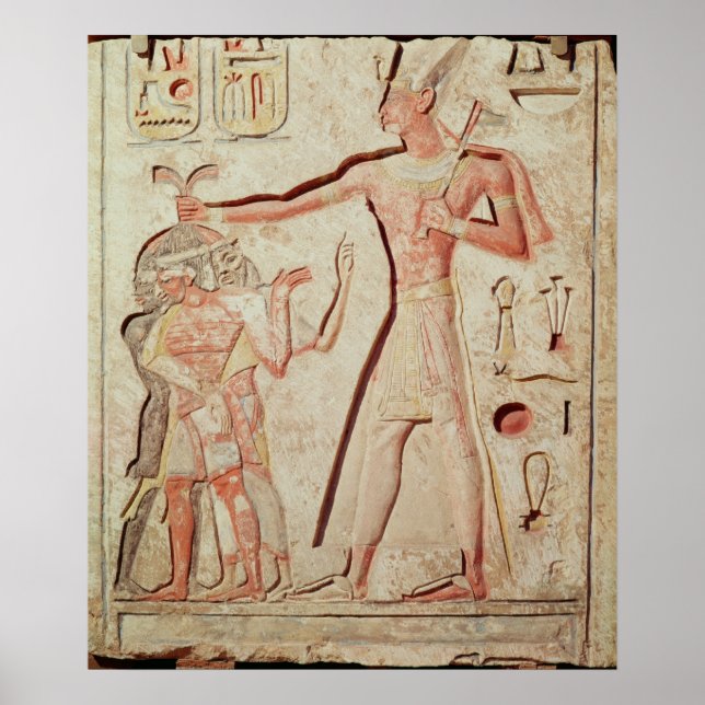 Relief som skildrar Ramesses II och som har fiende Poster (Framsidan)