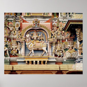 Relief som skildrar Shiva och Parvati ridning Poster