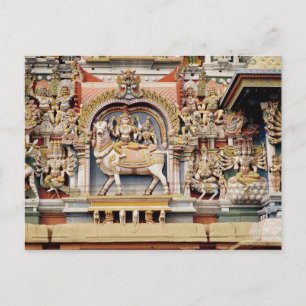 Relief som skildrar Shiva och Parvati ridning Vykort