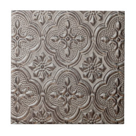 Relief Stil Silver Grått Medallion Kakelplatta