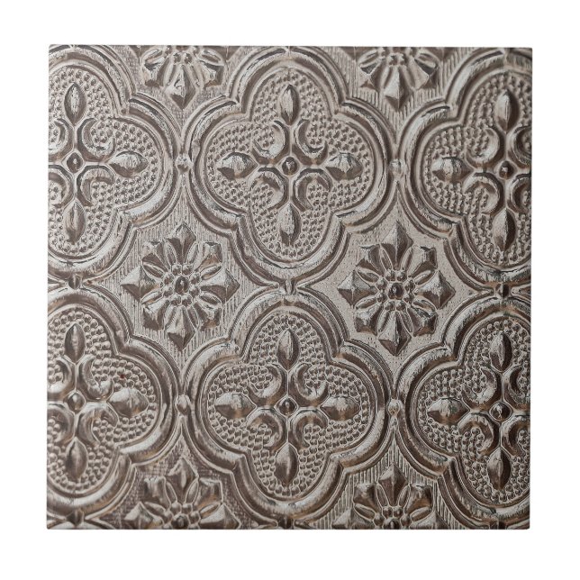 Relief Stil Silver Grått Medallion Kakelplatta (Framsidan)