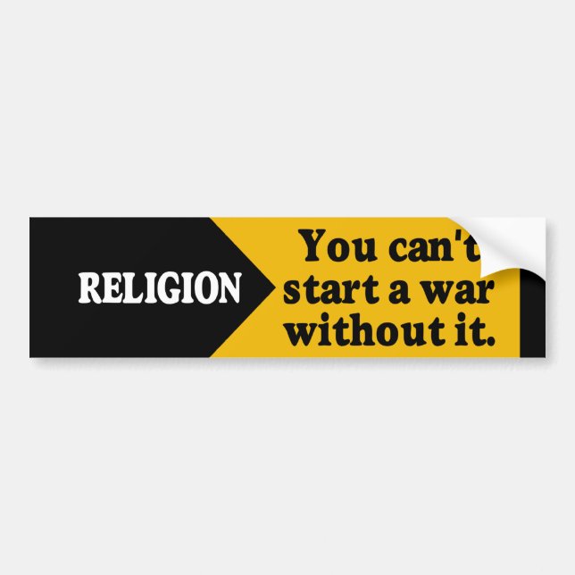 Religion - du kan inte starta ett krig utan honom bildekal (Framsidan)