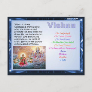 Religion, hindu Gods, Vishnu Vykort