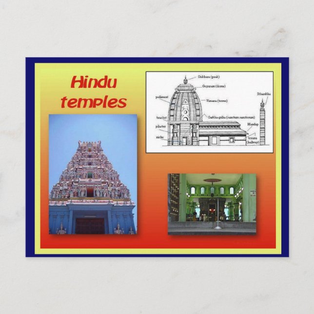 Religion, hinduism, hinduistiska tempel vykort (Framsida)